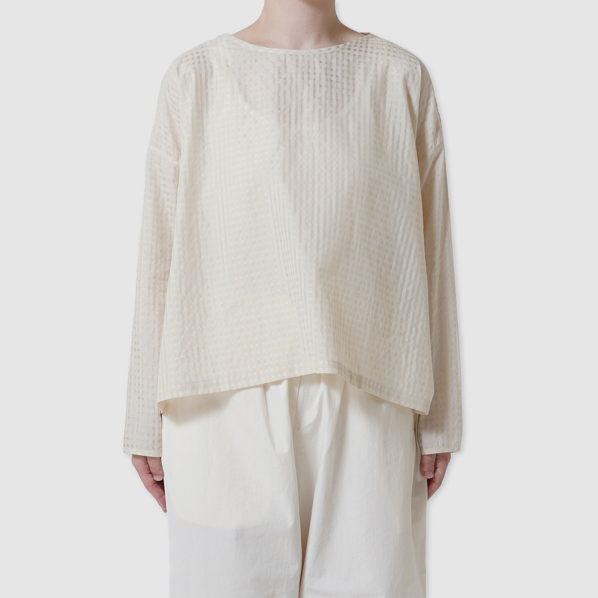 Gingham simple wide blouse / Pre-order