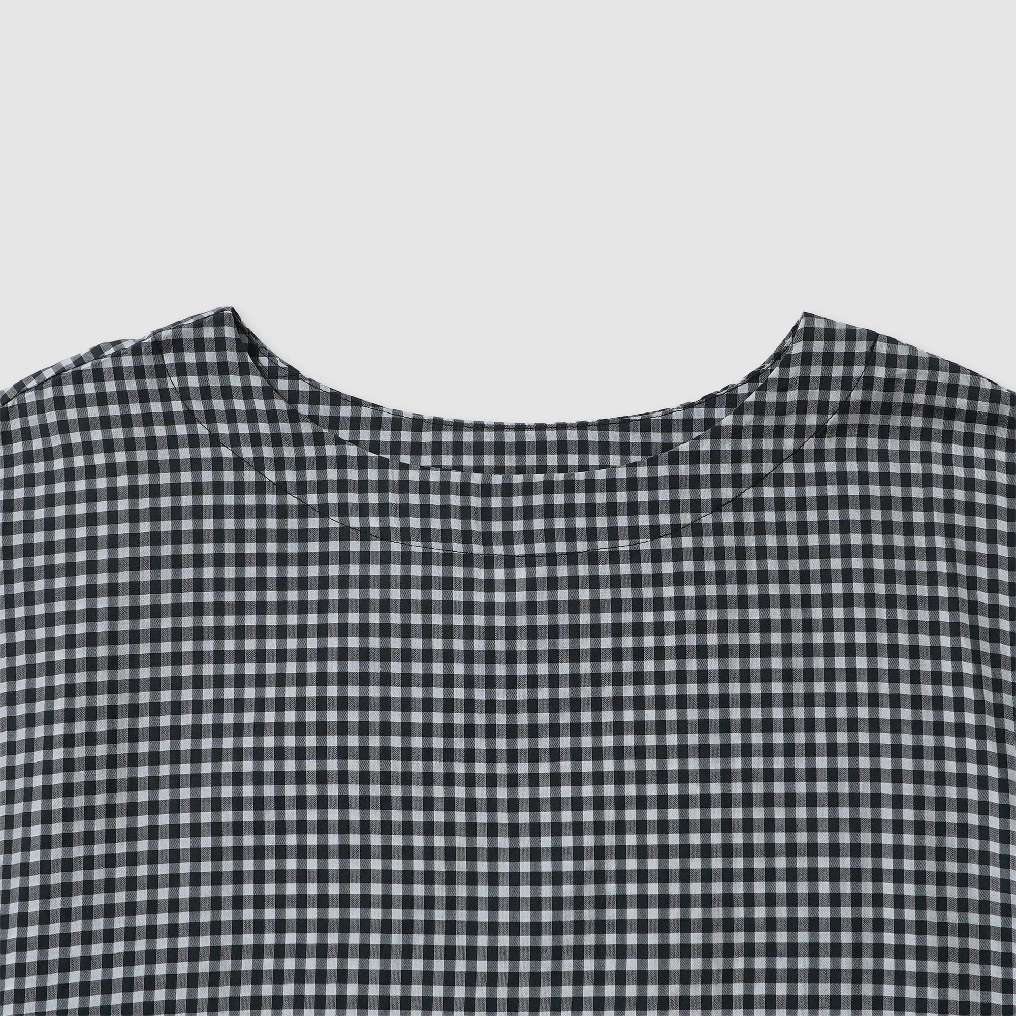 Gingham boat neck onepiece / Pre-order