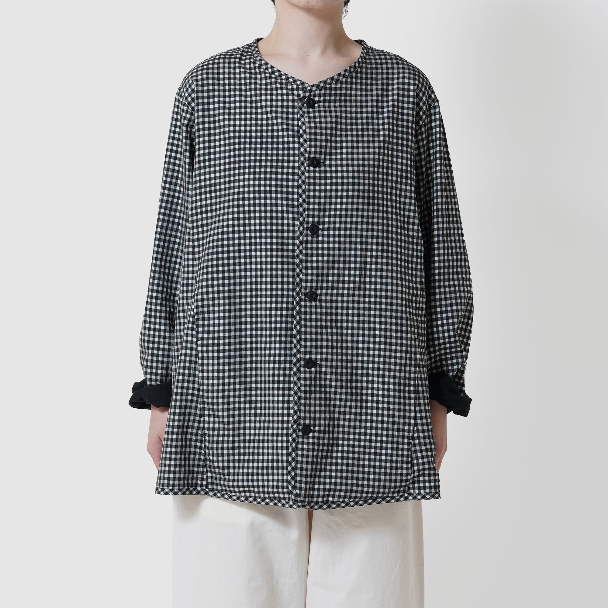 Gingham reversible simple jacket / Pre-order