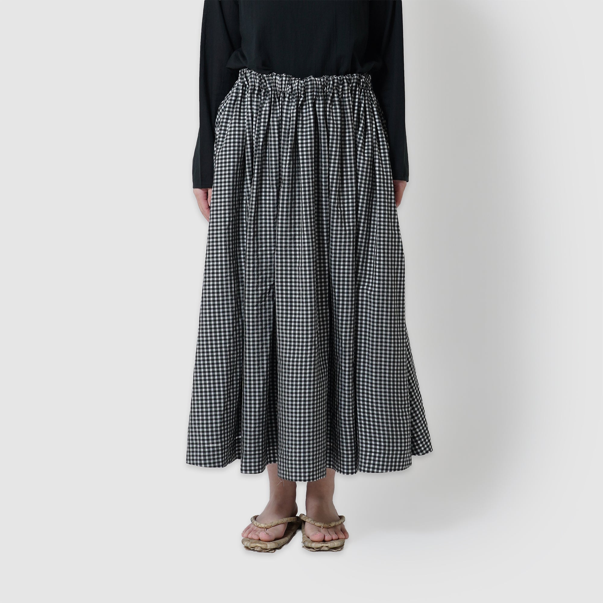 Gingham super gather skirt / Pre-order