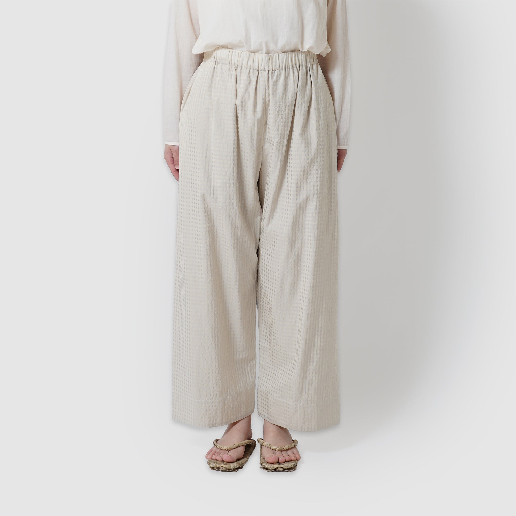 Gingham wide pants / Pre-order